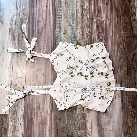 Daisy & Delilah NWT Amani Tie Strap Peplum Top Large Lemon Print Bustier Linen - Picture 15 of 16